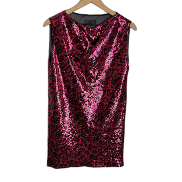 RtA Stevie Sequin Animal Print Sheath Mini Dress Pink Black Size XS - Picture 1 of 8